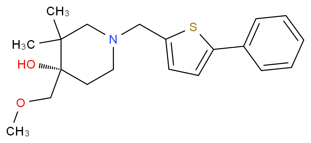 (4S*)-4-(methoxymethyl)-3,3-dimethyl-1-[(5-phenyl-2-thienyl)methyl]piperidin-4-ol_分子结构_CAS_)
