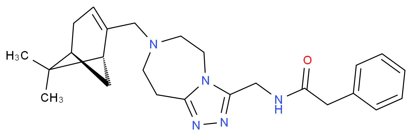 N-[(7-{[(1R,5S)-6,6-dimethylbicyclo[3.1.1]hept-2-en-2-yl]methyl}-6,7,8,9-tetrahydro-5H-[1,2,4]triazolo[4,3-d][1,4]diazepin-3-yl)methyl]-2-phenylacetamide_分子结构_CAS_)