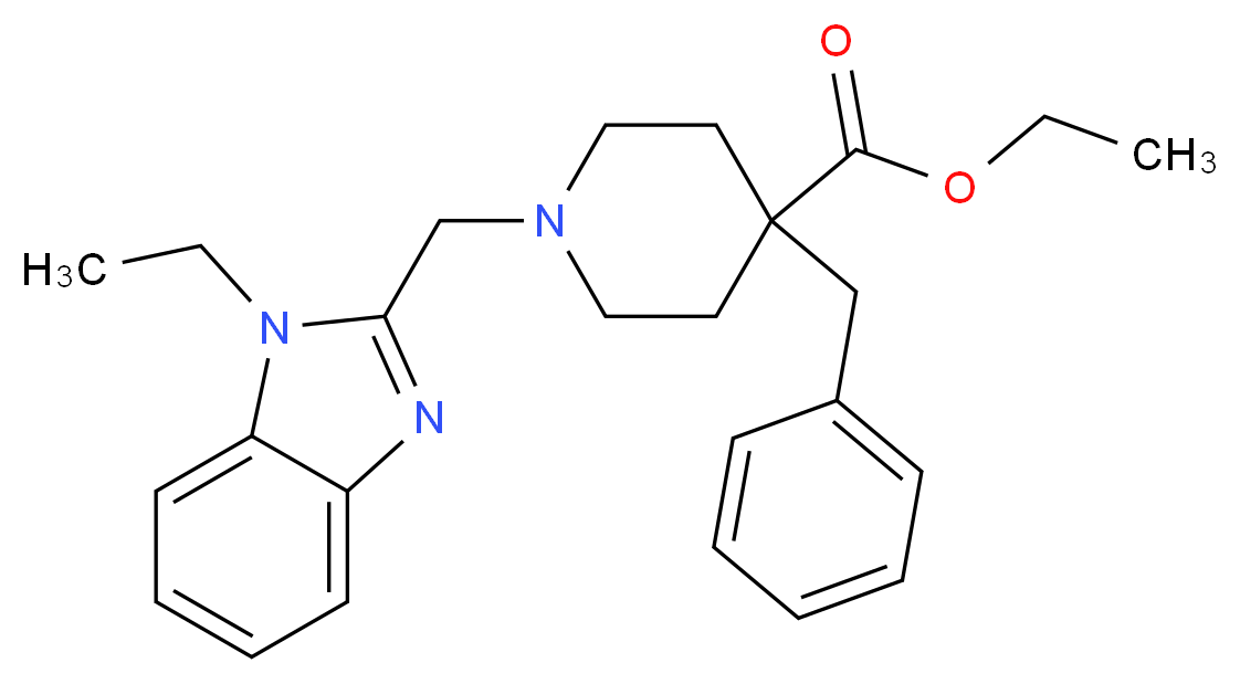 ethyl 4-benzyl-1-[(1-ethyl-1H-benzimidazol-2-yl)methyl]-4-piperidinecarboxylate_分子结构_CAS_)