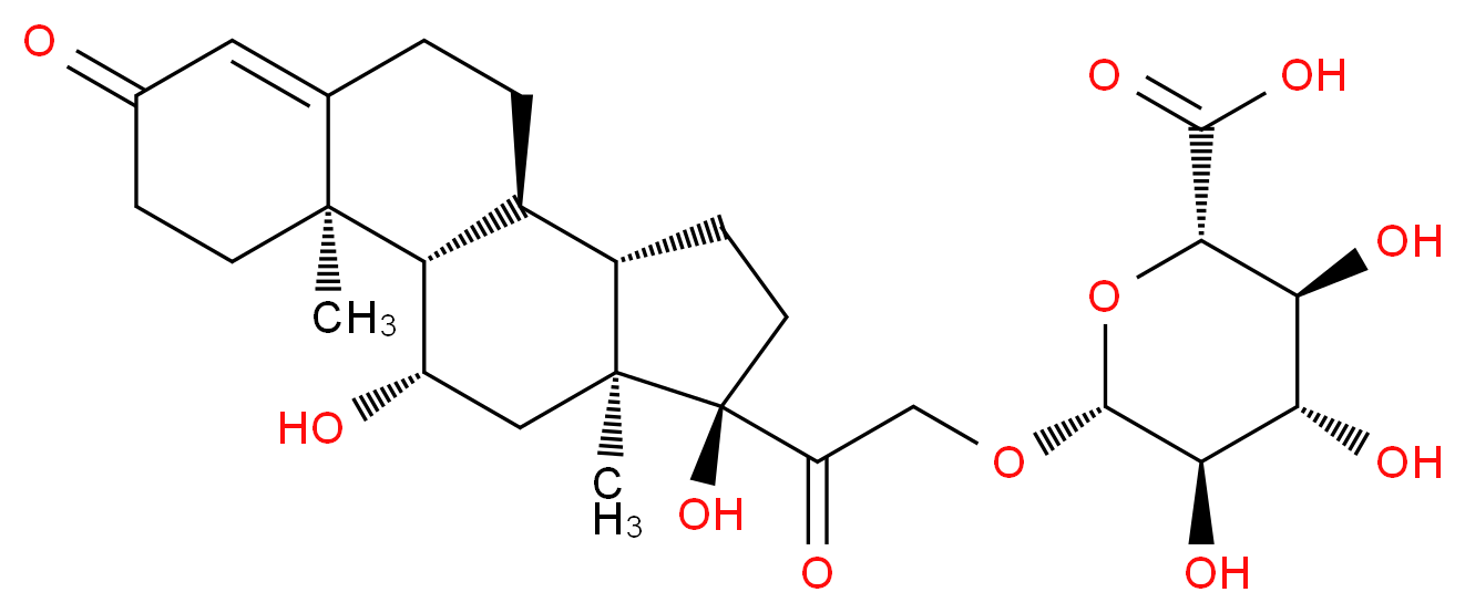 (2S,3S,4S,5R,6R)-6-{2-[(1S,2R,10S,11S,14R,15S,17S)-14,17-dihydroxy-2,15-dimethyl-5-oxotetracyclo[8.7.0.0<sup>2</sup>,<sup>7</sup>.0<sup>1</sup><sup>1</sup>,<sup>1</sup><sup>5</sup>]heptadec-6-en-14-yl]-2-oxoethoxy}-3,4,5-trihydroxyoxane-2-carboxylic acid_分子结构_CAS_7301-54-4