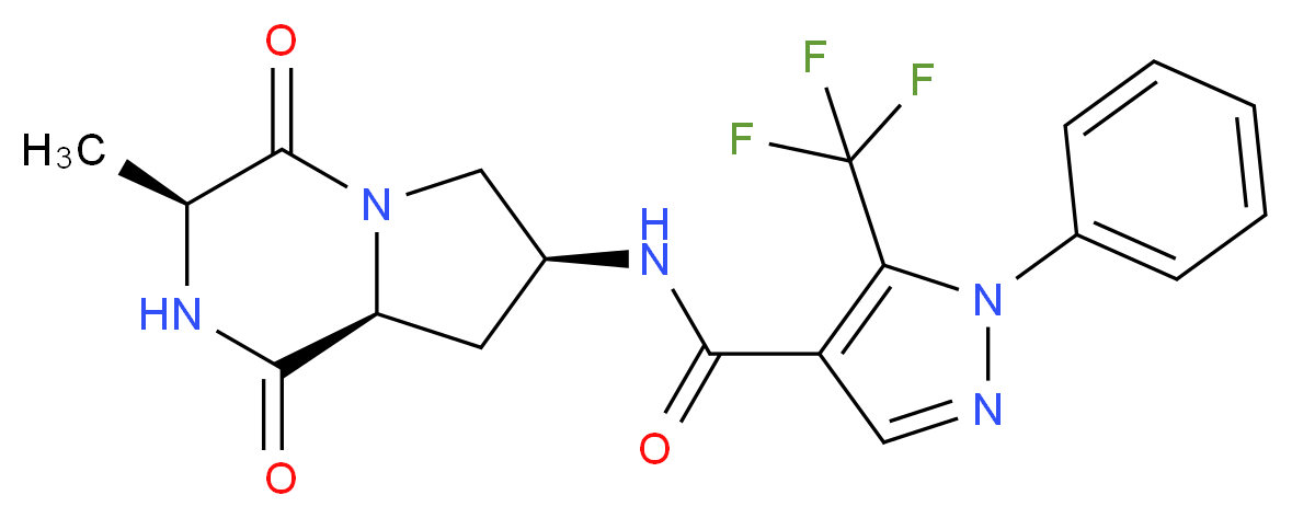 N-[(3S,7S,8aS)-3-methyl-1,4-dioxooctahydropyrrolo[1,2-a]pyrazin-7-yl]-1-phenyl-5-(trifluoromethyl)-1H-pyrazole-4-carboxamide_分子结构_CAS_)