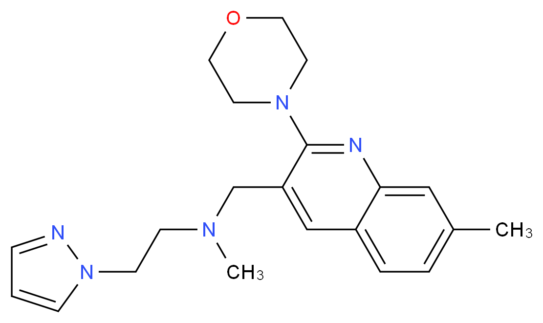 N-methyl-N-[(7-methyl-2-morpholin-4-ylquinolin-3-yl)methyl]-2-(1H-pyrazol-1-yl)ethanamine_分子结构_CAS_)