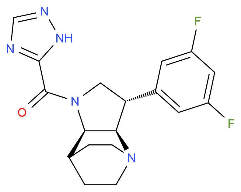 (3S*,3aR*,7aR*)-3-(3,5-difluorophenyl)-1-(1H-1,2,4-triazol-5-ylcarbonyl)octahydro-4,7-ethanopyrrolo[3,2-b]pyridine_分子结构_CAS_)