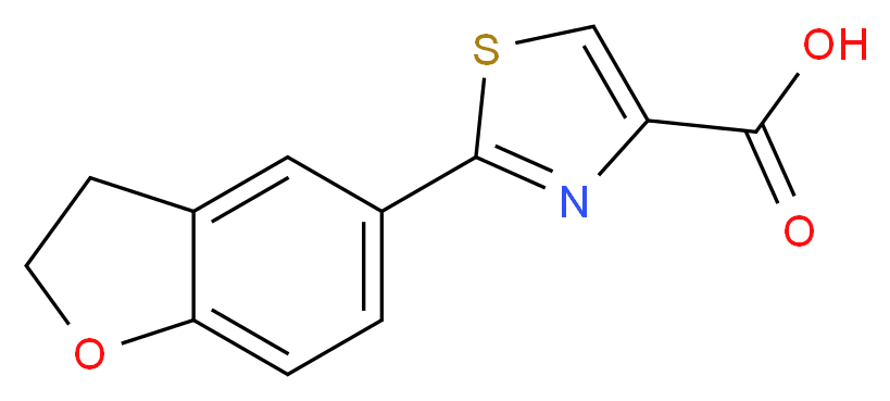 2-(2,3-dihydro-1-benzofuran-5-yl)-1,3-thiazole-4-carboxylic acid 97%_分子结构_CAS_368869-97-0)