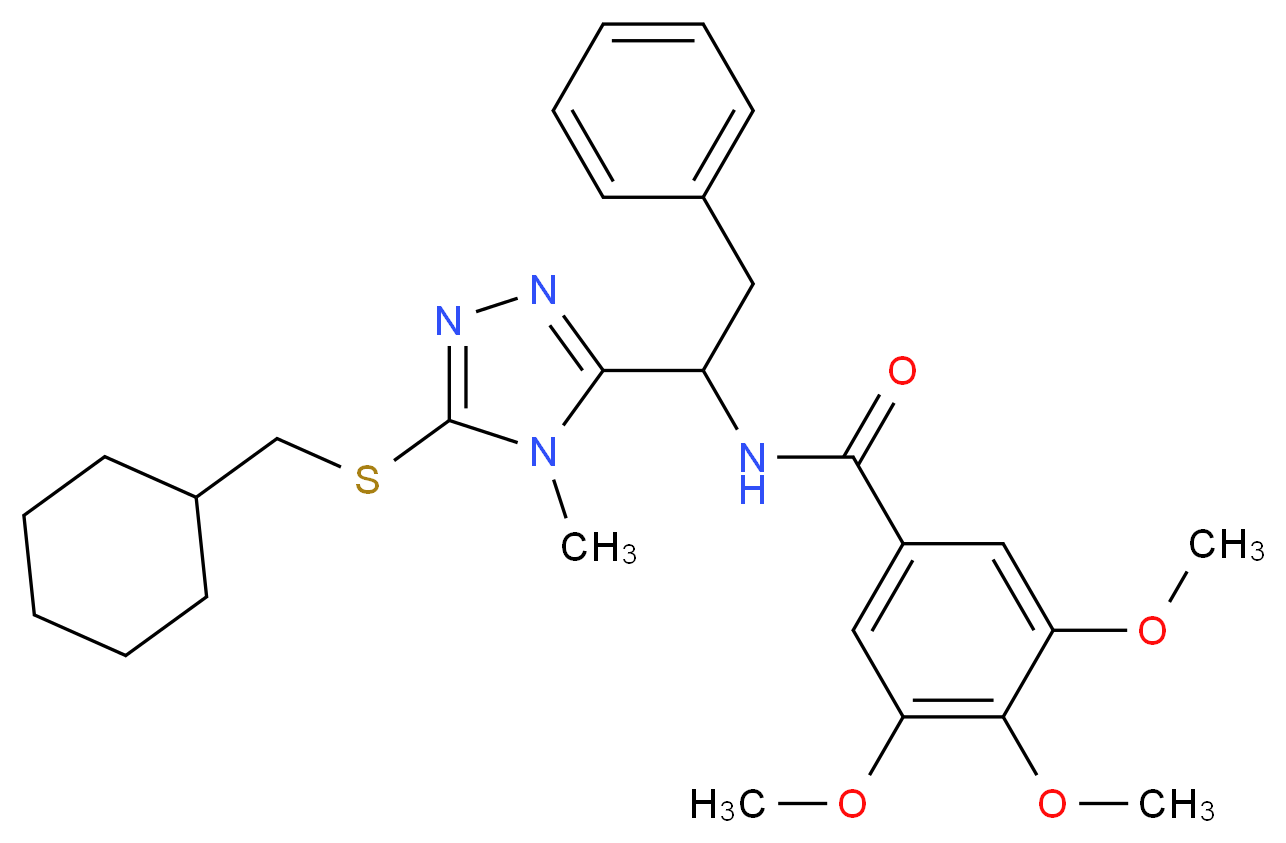 N-(1-{5-[(cyclohexylmethyl)thio]-4-methyl-4H-1,2,4-triazol-3-yl}-2-phenylethyl)-3,4,5-trimethoxybenzamide_分子结构_CAS_)