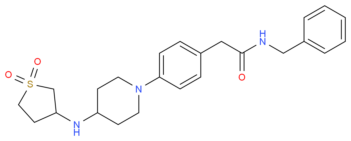 N-benzyl-2-(4-{4-[(1,1-dioxidotetrahydro-3-thienyl)amino]-1-piperidinyl}phenyl)acetamide_分子结构_CAS_)