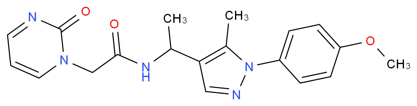 N-{1-[1-(4-methoxyphenyl)-5-methyl-1H-pyrazol-4-yl]ethyl}-2-(2-oxopyrimidin-1(2H)-yl)acetamide_分子结构_CAS_)