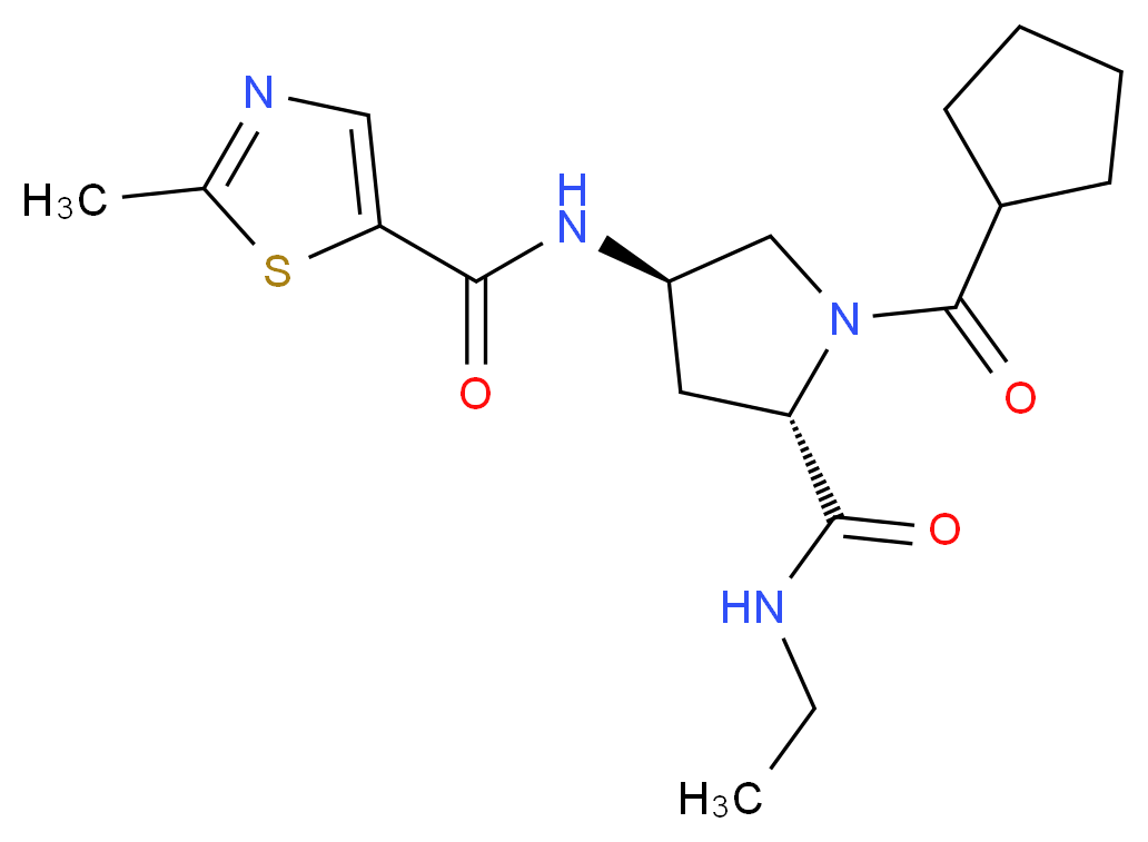 (4R)-1-(cyclopentylcarbonyl)-N-ethyl-4-{[(2-methyl-1,3-thiazol-5-yl)carbonyl]amino}-L-prolinamide_分子结构_CAS_)