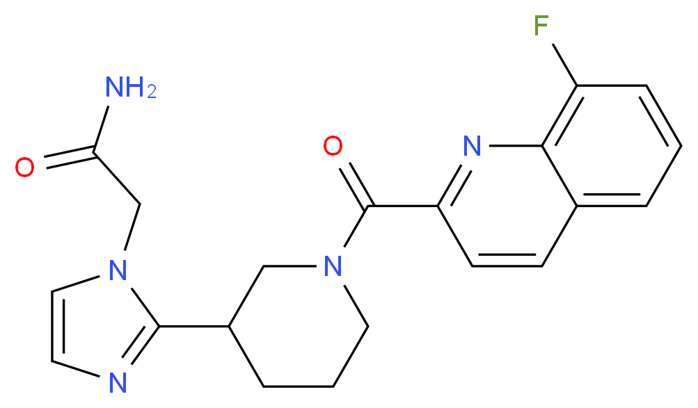 2-(2-{1-[(8-fluoroquinolin-2-yl)carbonyl]piperidin-3-yl}-1H-imidazol-1-yl)acetamide_分子结构_CAS_)