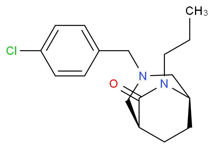 (1S*,5R*)-3-(4-chlorobenzyl)-6-propyl-3,6-diazabicyclo[3.2.2]nonan-7-one_分子结构_CAS_)