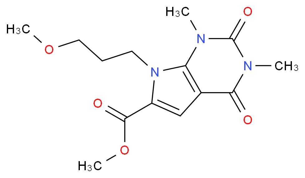 7-(3-甲氧基丙基)-1,3-二甲基-2,4-二氧-2,3,4,7-四氢-1H-吡咯并[2,3-b]嘧啶-6-羧酸甲酯_分子结构_CAS_1086386-38-0)