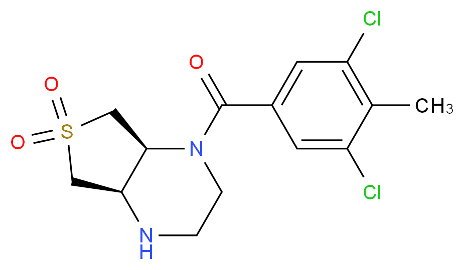 (4aR*,7aS*)-1-(3,5-dichloro-4-methylbenzoyl)octahydrothieno[3,4-b]pyrazine 6,6-dioxide_分子结构_CAS_)
