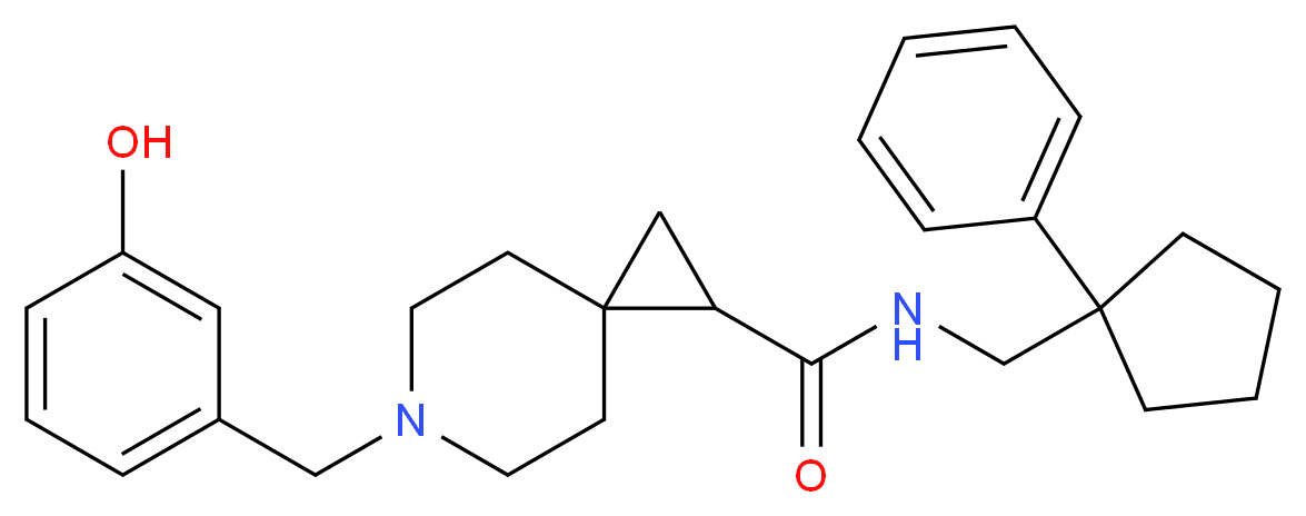 6-(3-hydroxybenzyl)-N-[(1-phenylcyclopentyl)methyl]-6-azaspiro[2.5]octane-1-carboxamide_分子结构_CAS_)