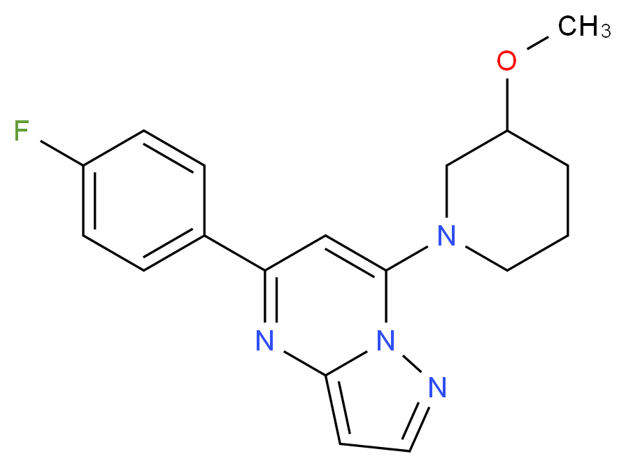 5-(4-fluorophenyl)-7-(3-methoxy-1-piperidinyl)pyrazolo[1,5-a]pyrimidine_分子结构_CAS_)