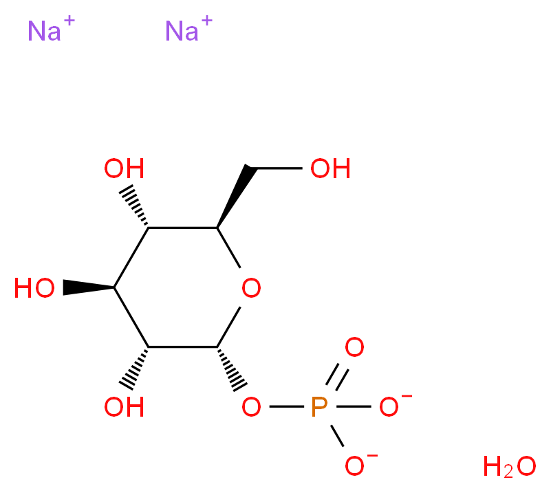 disodium hydrate (2R,3R,4S,5S,6R)-3,4,5-trihydroxy-6-(hydroxymethyl)oxan-2-yl phosphate_分子结构_CAS_56401-20-8