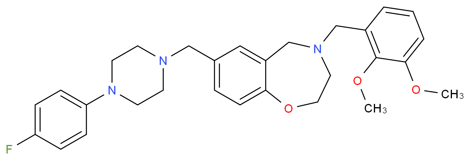 4-(2,3-dimethoxybenzyl)-7-{[4-(4-fluorophenyl)-1-piperazinyl]methyl}-2,3,4,5-tetrahydro-1,4-benzoxazepine_分子结构_CAS_)