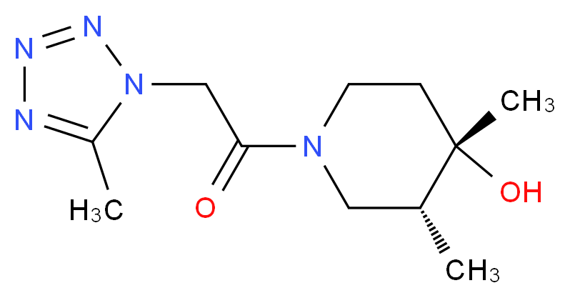 (3R*,4S*)-3,4-dimethyl-1-[(5-methyl-1H-tetrazol-1-yl)acetyl]piperidin-4-ol_分子结构_CAS_)