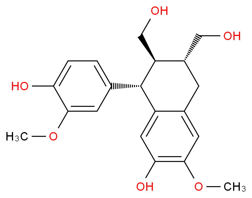 (6R,7R,8S)-8-(4-hydroxy-3-methoxyphenyl)-6,7-bis(hydroxymethyl)-3-methoxy-5,6,7,8-tetrahydronaphthalen-2-ol_分子结构_CAS_548-29-8