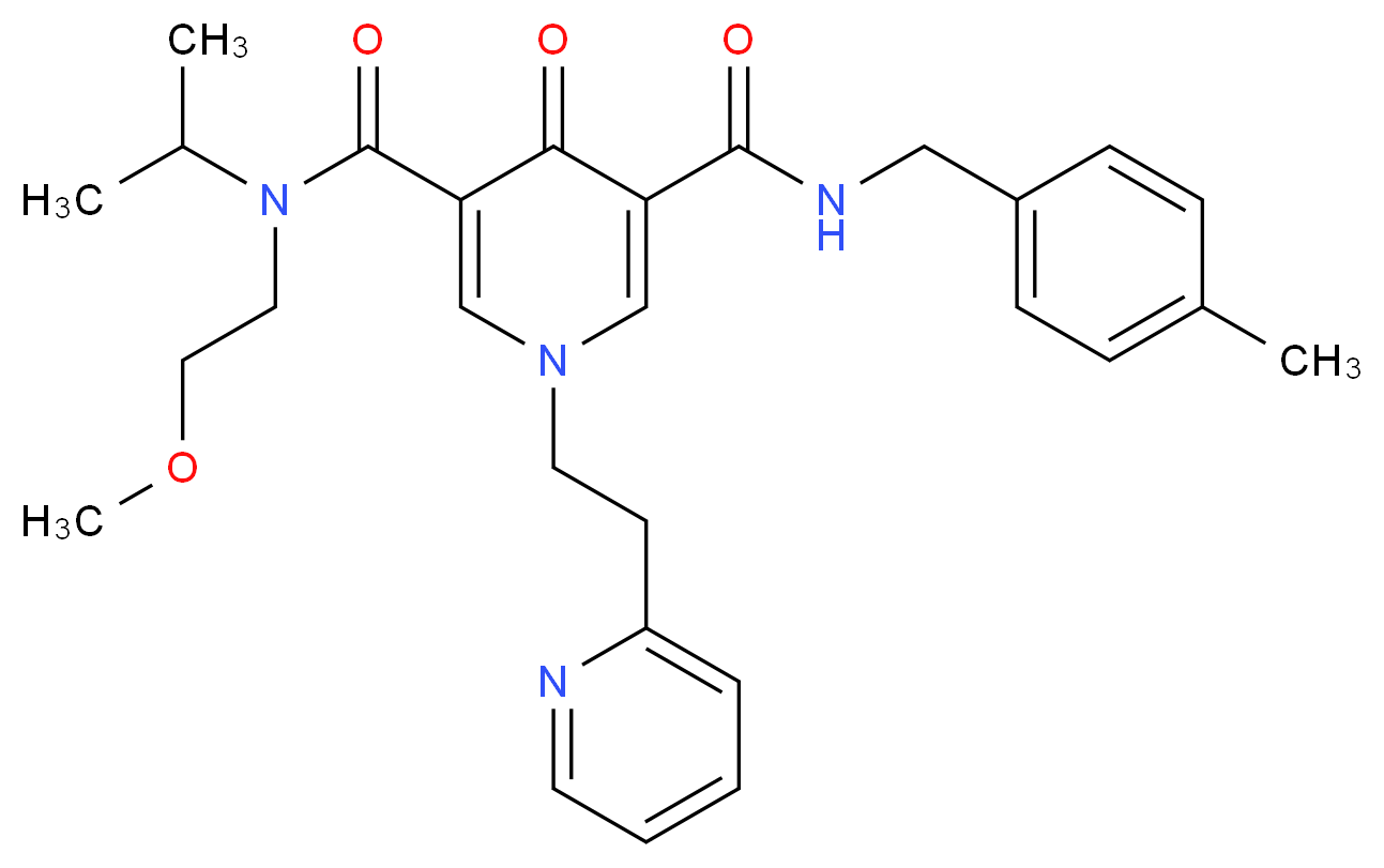 N-isopropyl-N-(2-methoxyethyl)-N'-(4-methylbenzyl)-4-oxo-1-[2-(2-pyridinyl)ethyl]-1,4-dihydro-3,5-pyridinedicarboxamide_分子结构_CAS_)