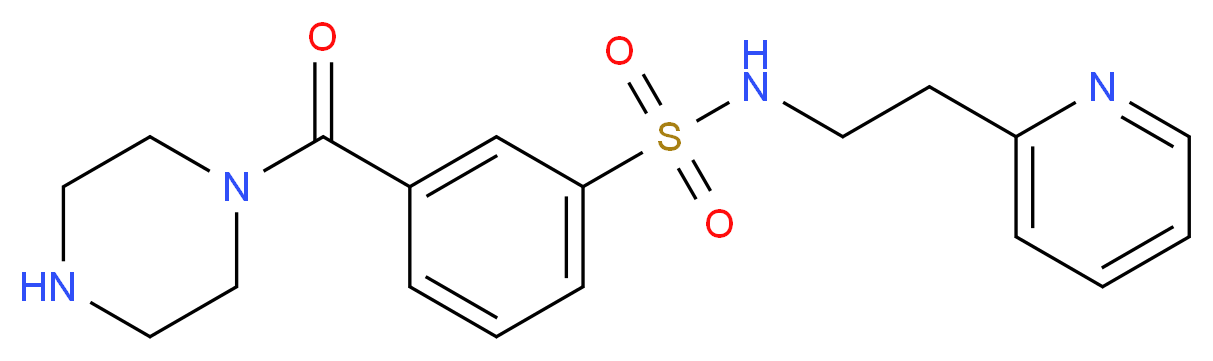 3-(piperazin-1-ylcarbonyl)-N-(2-pyridin-2-ylethyl)benzenesulfonamide_分子结构_CAS_)