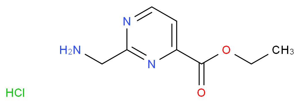 ethyl 2-(aminomethyl)pyrimidine-4-carboxylate hydrochloride_分子结构_CAS_1196146-89-0)