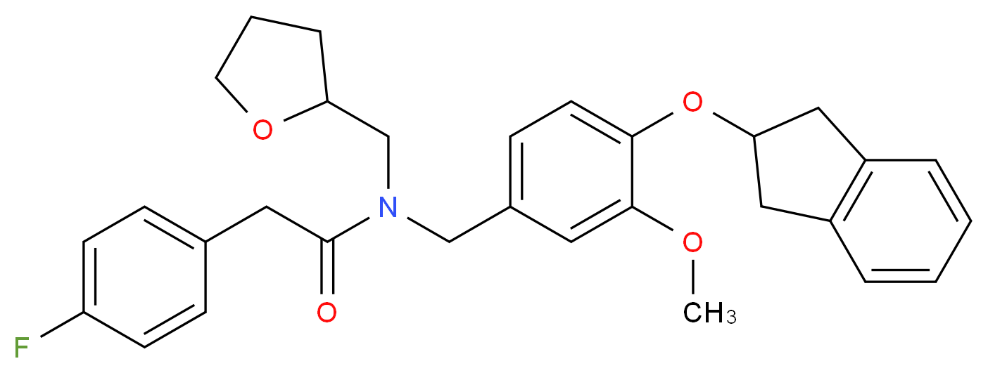 N-[4-(2,3-dihydro-1H-inden-2-yloxy)-3-methoxybenzyl]-2-(4-fluorophenyl)-N-(tetrahydro-2-furanylmethyl)acetamide_分子结构_CAS_)