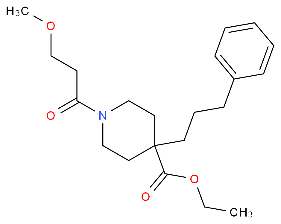 ethyl 1-(3-methoxypropanoyl)-4-(3-phenylpropyl)-4-piperidinecarboxylate_分子结构_CAS_)