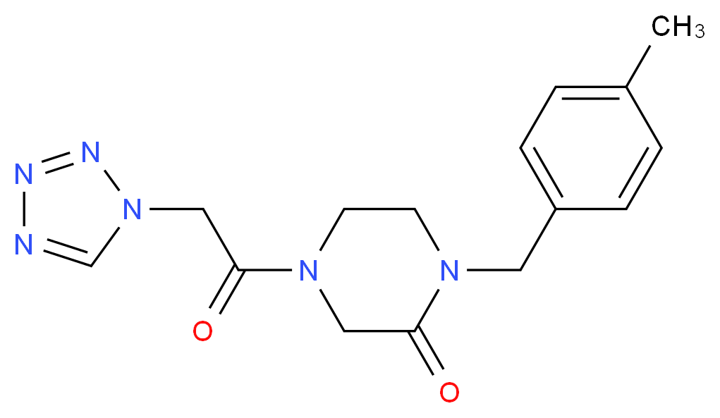 1-(4-methylbenzyl)-4-(1H-tetrazol-1-ylacetyl)-2-piperazinone_分子结构_CAS_)