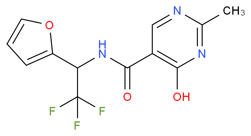 4-hydroxy-2-methyl-N-[2,2,2-trifluoro-1-(2-furyl)ethyl]pyrimidine-5-carboxamide_分子结构_CAS_)