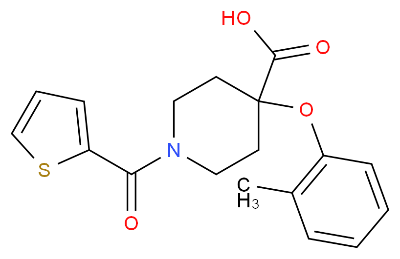 4-(2-methylphenoxy)-1-(2-thienylcarbonyl)piperidine-4-carboxylic acid_分子结构_CAS_)