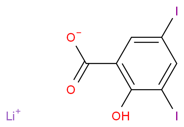 lithium(1+) ion 2-hydroxy-3,5-diiodobenzoate_分子结构_CAS_653-14-5