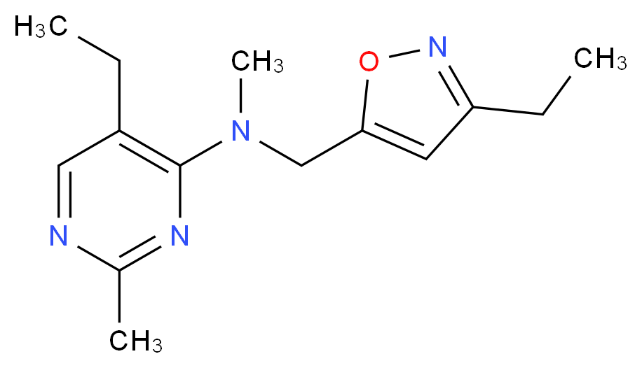 5-ethyl-N-[(3-ethylisoxazol-5-yl)methyl]-N,2-dimethylpyrimidin-4-amine_分子结构_CAS_)