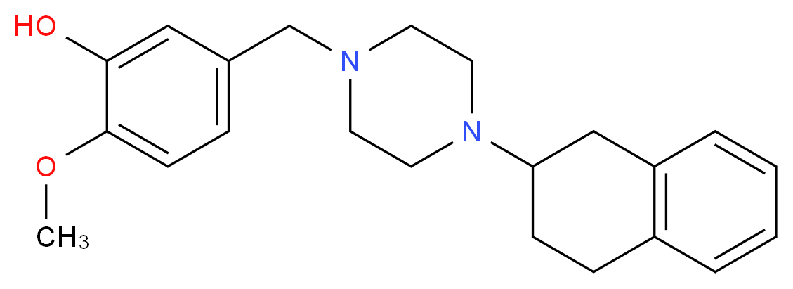 2-methoxy-5-{[4-(1,2,3,4-tetrahydro-2-naphthalenyl)-1-piperazinyl]methyl}phenol_分子结构_CAS_)