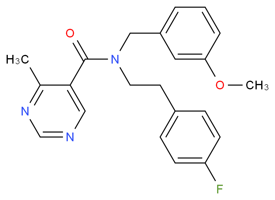 N-[2-(4-fluorophenyl)ethyl]-N-(3-methoxybenzyl)-4-methylpyrimidine-5-carboxamide_分子结构_CAS_)