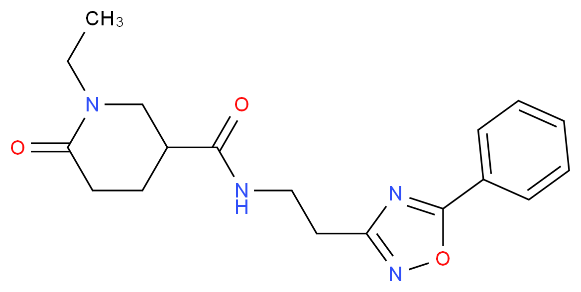 1-ethyl-6-oxo-N-[2-(5-phenyl-1,2,4-oxadiazol-3-yl)ethyl]-3-piperidinecarboxamide_分子结构_CAS_)