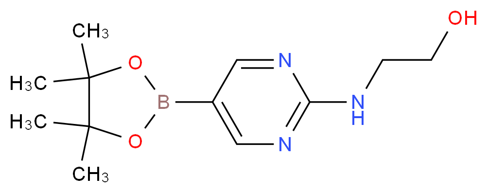 2-((5-(4,4,5,5-Tetramethyl-1,3,2-dioxaborolan-2-yl)pyrimidin-2-yl)amino)ethanol_分子结构_CAS_1218789-34-4)