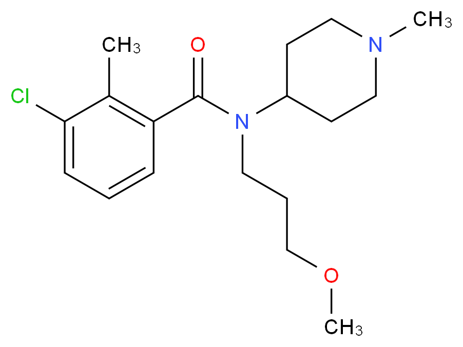 3-chloro-N-(3-methoxypropyl)-2-methyl-N-(1-methyl-4-piperidinyl)benzamide_分子结构_CAS_)