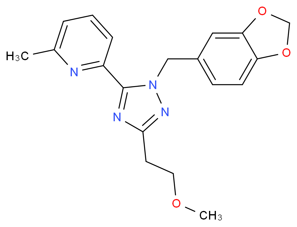 2-[1-(1,3-benzodioxol-5-ylmethyl)-3-(2-methoxyethyl)-1H-1,2,4-triazol-5-yl]-6-methylpyridine_分子结构_CAS_)