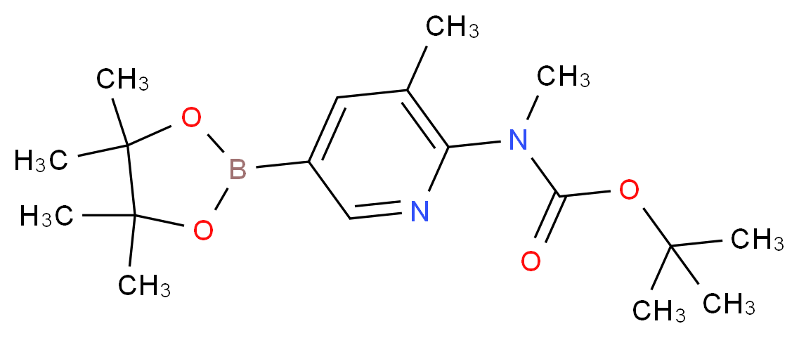 tert-butyl N-methyl-N-[3-methyl-5-(tetramethyl-1,3,2-dioxaborolan-2-yl)pyridin-2-yl]carbamate_分子结构_CAS_1032758-82-9