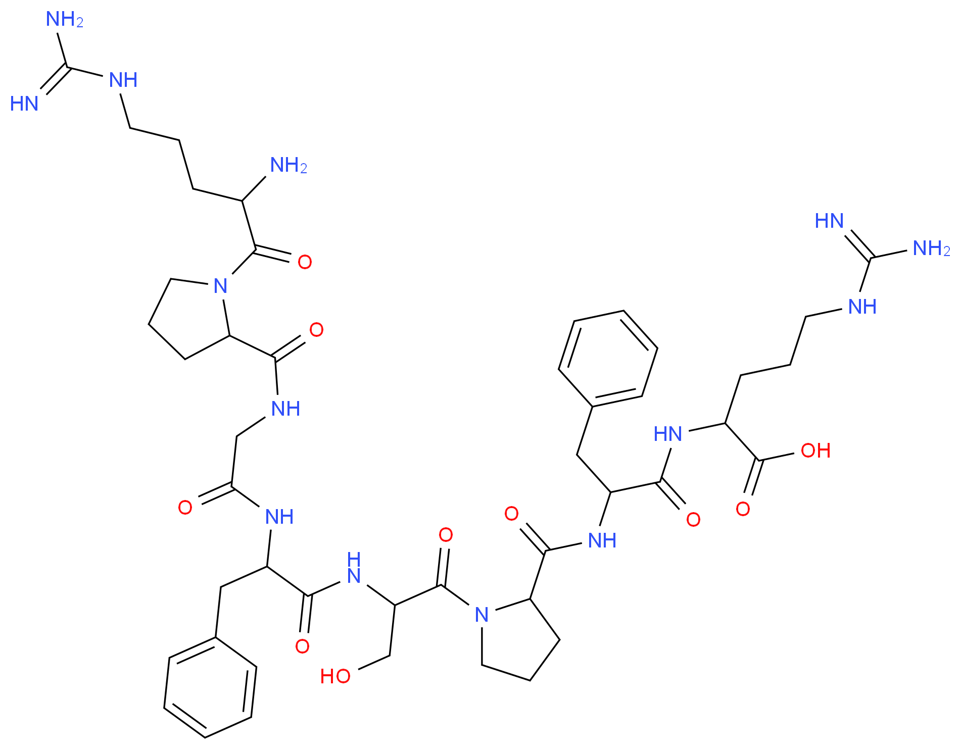 2-{2-[(1-{2-[2-(2-{[1-(2-amino-5-carbamimidamidopentanoyl)pyrrolidin-2-yl]formamido}acetamido)-3-phenylpropanamido]-3-hydroxypropanoyl}pyrrolidin-2-yl)formamido]-3-phenylpropanamido}-5-carbamimidamidopentanoic acid_分子结构_CAS_80943-05-1