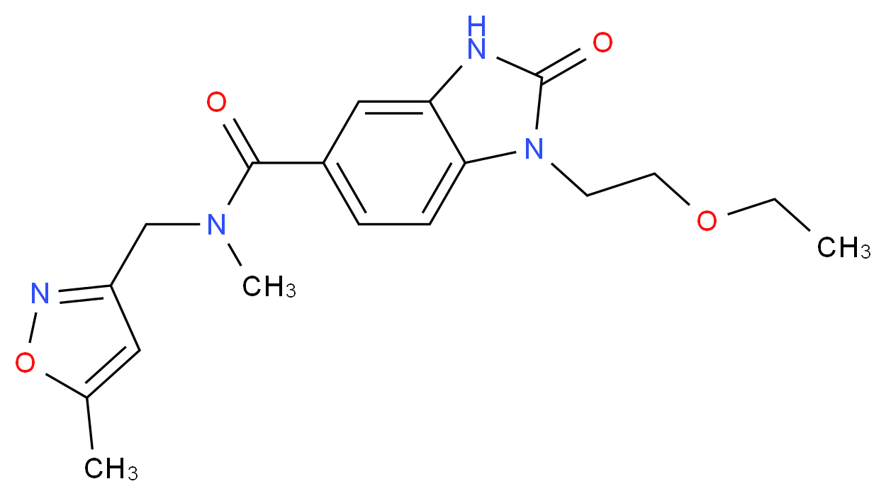1-(2-ethoxyethyl)-N-methyl-N-[(5-methylisoxazol-3-yl)methyl]-2-oxo-2,3-dihydro-1H-benzimidazole-5-carboxamide_分子结构_CAS_)