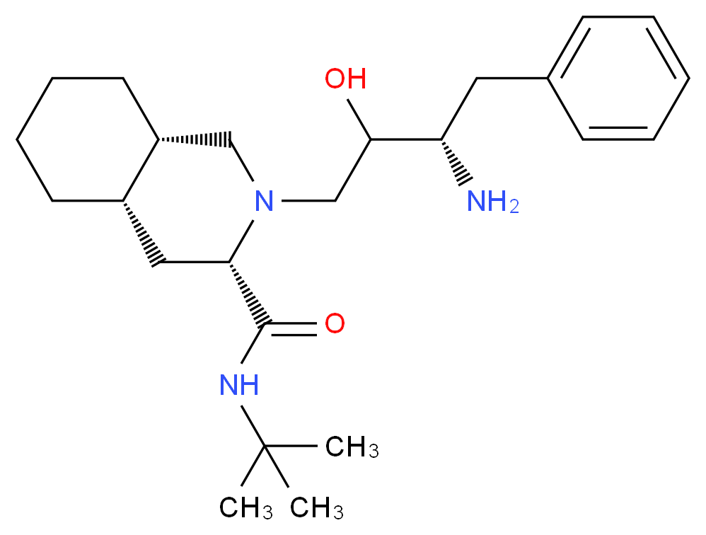 (3S,4aS,8aS)-2-[(3S)-3-amino-2-hydroxy-4-phenylbutyl]-N-tert-butyl-decahydroisoquinoline-3-carboxamide_分子结构_CAS_136522-17-3