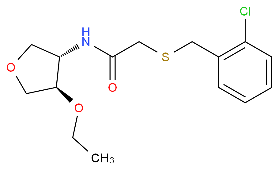 2-[(2-chlorobenzyl)thio]-N-[(3S*,4R*)-4-ethoxytetrahydrofuran-3-yl]acetamide_分子结构_CAS_)