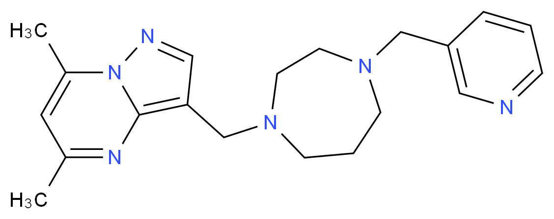 5,7-dimethyl-3-{[4-(pyridin-3-ylmethyl)-1,4-diazepan-1-yl]methyl}pyrazolo[1,5-a]pyrimidine_分子结构_CAS_)