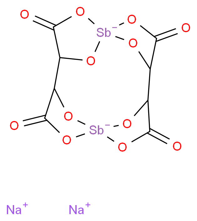 disodium 3,6,10,13-tetraoxo-2,7,9,14,15,16,17,18-octaoxa-1,8-distibapentacyclo[10.2.1.1^{1,4}.1^{5,8}.1^{8,11}]octadecane-1,8-diuide_分子结构_CAS_34521-09-0