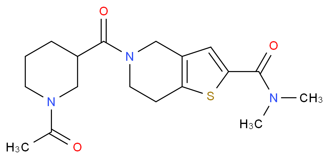 5-[(1-acetyl-3-piperidinyl)carbonyl]-N,N-dimethyl-4,5,6,7-tetrahydrothieno[3,2-c]pyridine-2-carboxamide_分子结构_CAS_)