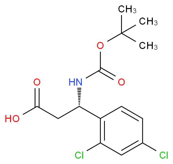 (3S)-3-{[(tert-butoxy)carbonyl]amino}-3-(2,4-dichlorophenyl)propanoic acid_分子结构_CAS_499995-81-2