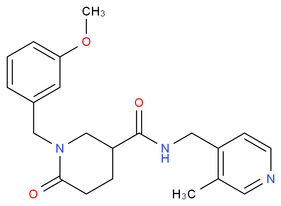 1-(3-methoxybenzyl)-N-[(3-methyl-4-pyridinyl)methyl]-6-oxo-3-piperidinecarboxamide_分子结构_CAS_)