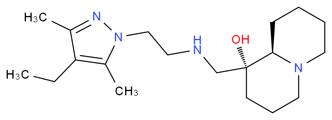 (1R,9aR)-1-({[2-(4-ethyl-3,5-dimethyl-1H-pyrazol-1-yl)ethyl]amino}methyl)octahydro-2H-quinolizin-1-ol_分子结构_CAS_)