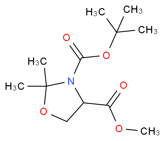 3-tert-butyl 4-methyl 2,2-dimethyl-1,3-oxazolidine-3,4-dicarboxylate_分子结构_CAS_157604-46-1